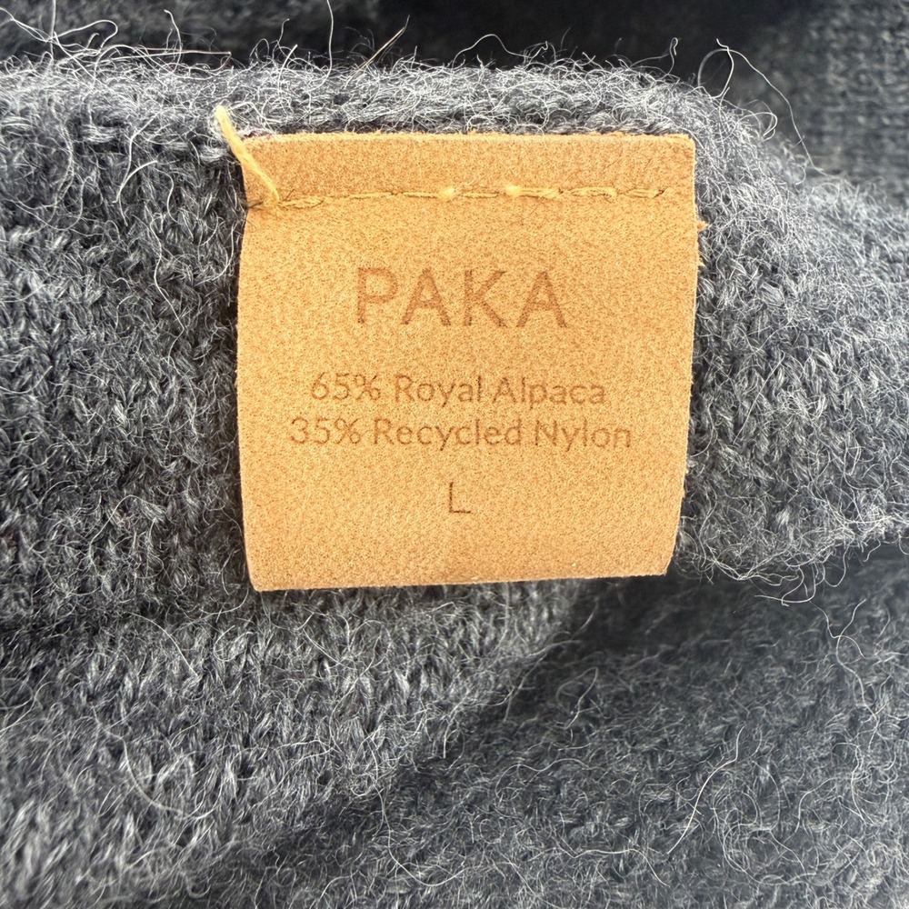 Paka Men Royal Alpaca Blend Crewneck Sweater Charcoal Grey Handmade Large - Picture 7 of 8